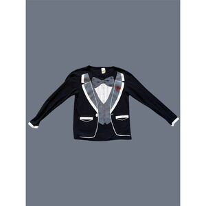 VINTAGE‎ 1980 ATHLETIC SUPPORTER MODEL T LONG SLEEVE TUXEDO PRINT SIZE L
